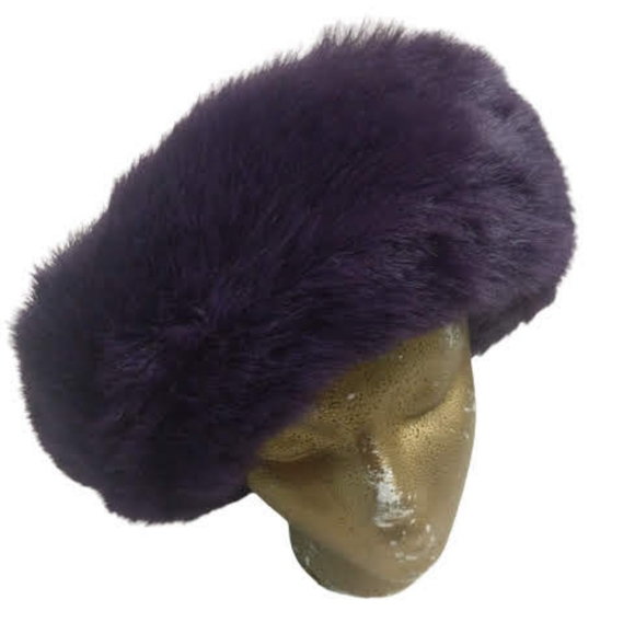 Bucket Hat Purple Faux Fur Convertible Fuzzy - Picture 10 of 14